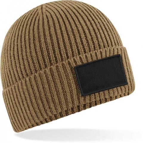Beechfield - Fashion Patch Beanie - Oatmeal/Black - One Size