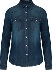 Kariban - K518 - Damen Denim Bluse langarm