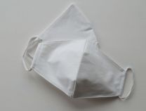 Premium Mund Nasenschutz, 2-lagig aus 100% Baumwolle in weiß, waschbar und wiederverwendbar. Angenehmer Tragekomfort, mit Gummizug.
