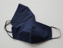 Premium Mund Nasenschutz Maske, 3-lagig aus 100% Baumwolle in dunkelblau, für längeren Einsatz. Waschbar und wiederverwendbar. Angenehmer Tragekomfort, mit Gummizug und ohne Falte